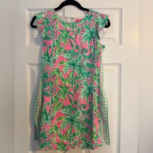 Lilly Pulitzer. Tropical Pink and Green Dress with built in shorts. Size 0